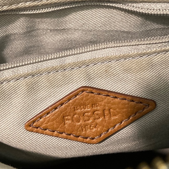 Fossil Coated Canvas Striped Crossbody Bag Blue Tan Coral - Picture 13 of 13